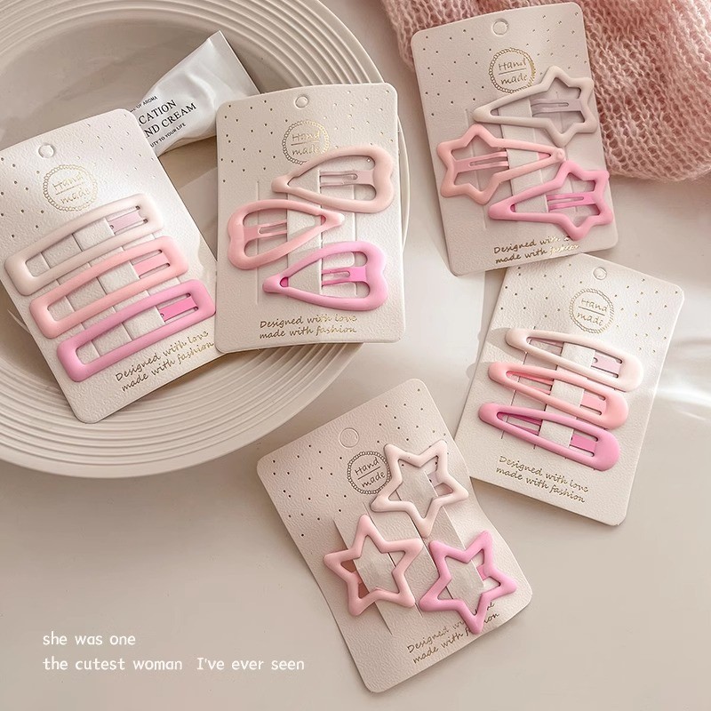 Gradient pink hair clips, sweet and cute y2k dopamine five-pointed star bb hair clips, bangs hair clips for women wholesale full figure