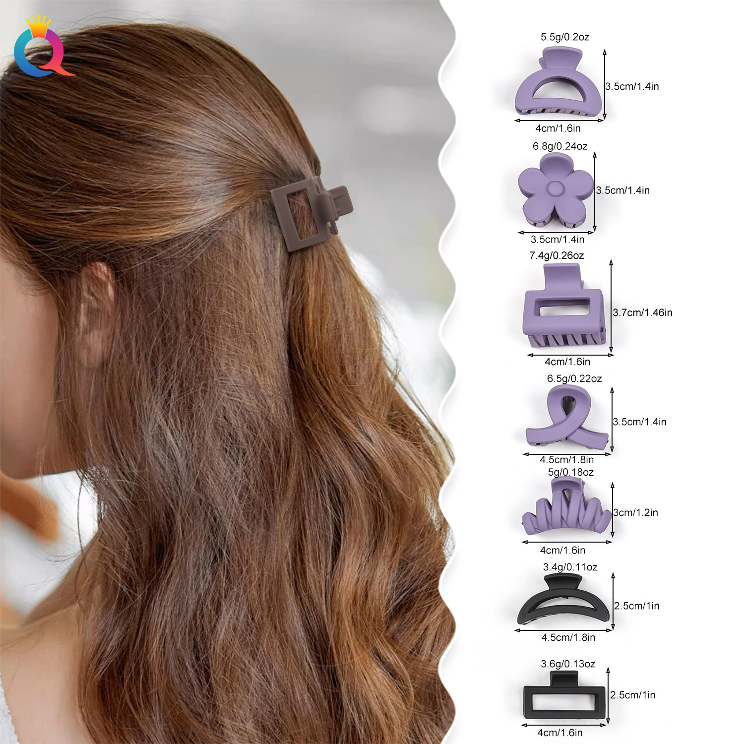 Qiyue Cross-border Small Hair Clip Set, cute updo hair Tie, female side clip, back of the head shark clip hair accessory wholesale details Picture
