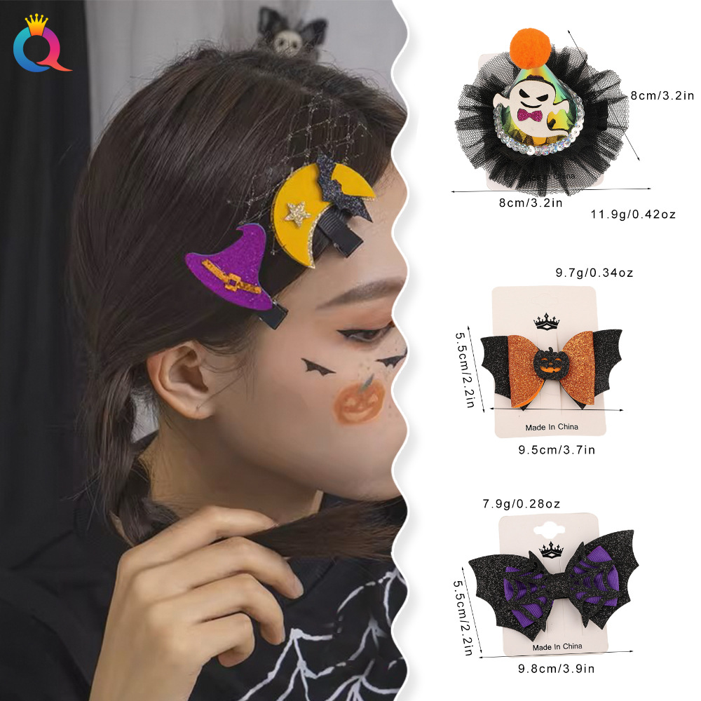 Qiyue European and American Halloween hair accessories, skull clips, masquerade balls, duckbill clips, devil hair bands, holiday headwear wholesale details Picture