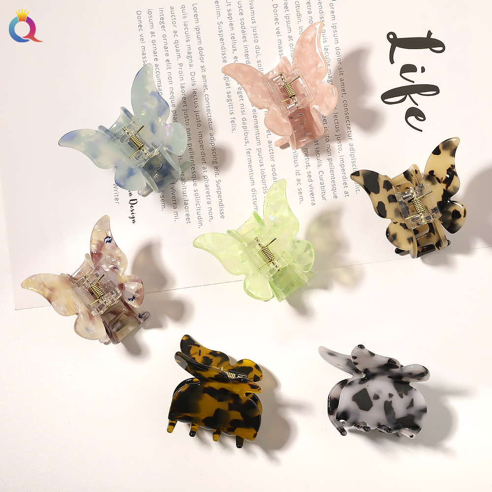 Qiyue Super Immortal butterfly-shaped grab clip acetate board hair grab clip plate Hair clip for going out forest-style hair accessory headwear for women full figure