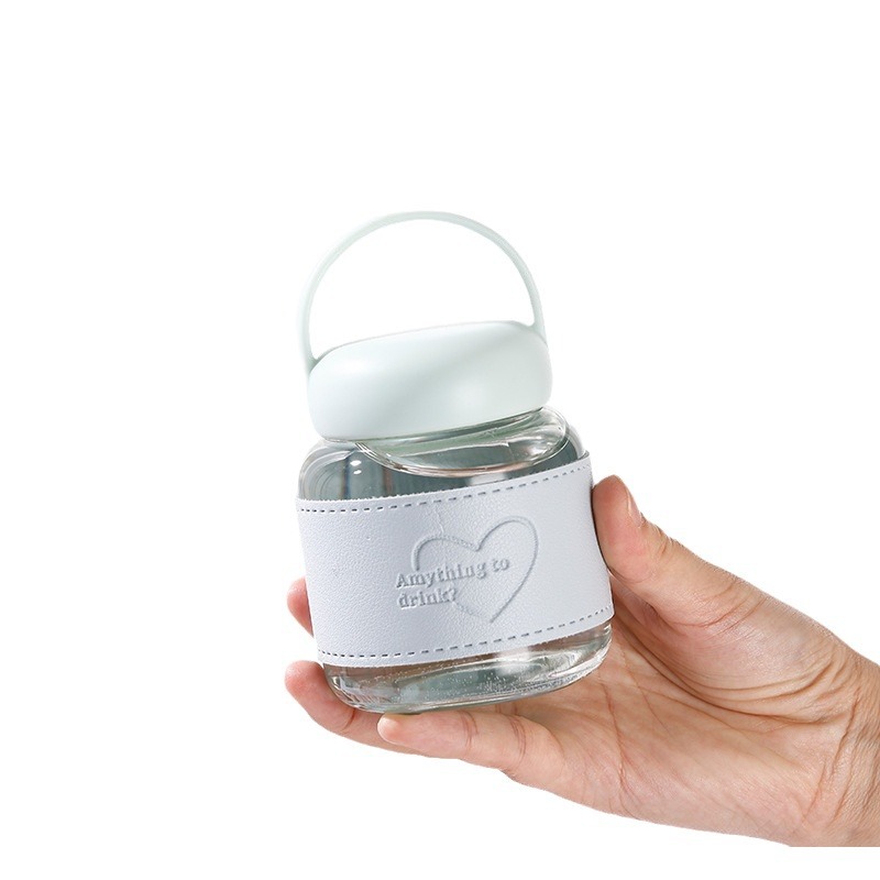 New simple and chubby cup, 300ml portable water cup for girls, transparent glass coffee and milk cup Item Picture