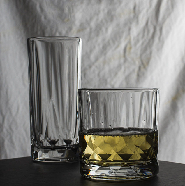 Ocean diamond crystal glass whisky glasses for tea, beverages, milk, breakfast, juice, water and cocktails details Picture