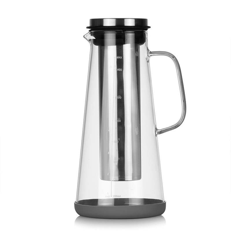 Ice drop cold brew pot, high borosilicate glass teapot, household graduated coffee pot, stainless steel filter cold brew coffee pot Item Picture