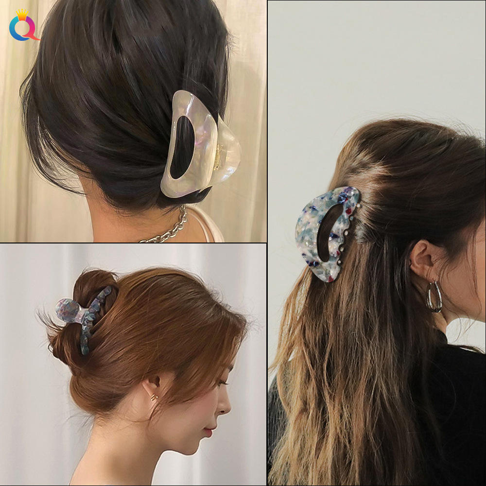 Qiyue Dongdaemun, South Korea, semi-circular merfish-colored acetate hair clip, simple back of the head, cool and elegant hair clip details Picture