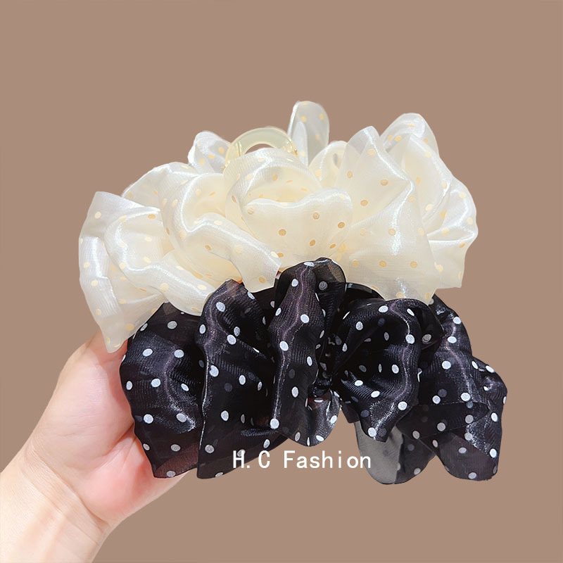 Elegant Korean-style polka dot large scratch-clip, high-end female hairpin, bow bun hairstyle at the back of the head, elegant shark clip Specification drawing