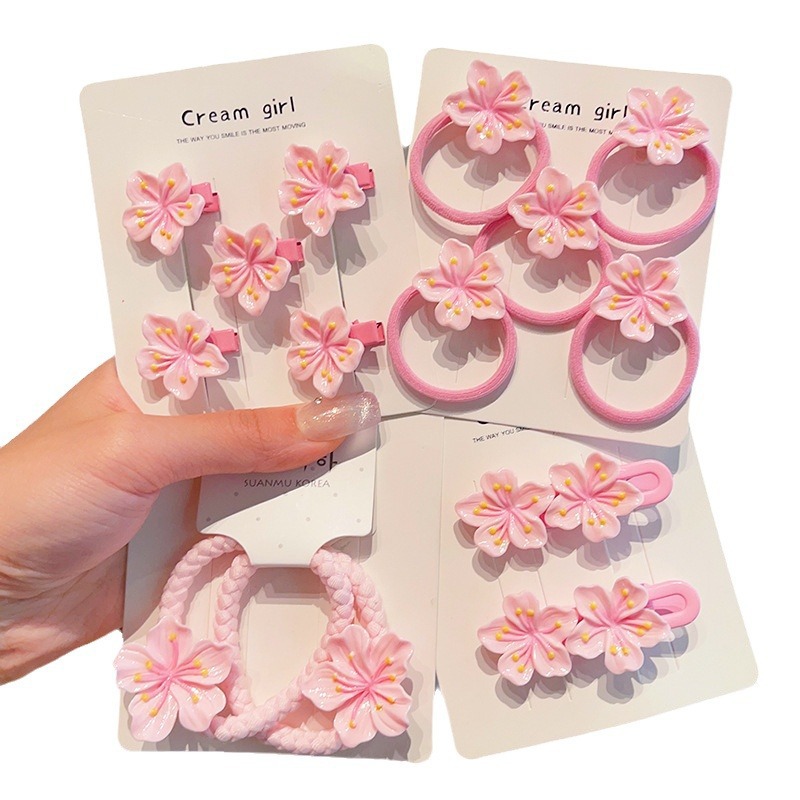 Pink cherry blossom hair clips, cute little hair clips for children and babies, flower clips, hair accessories, side bangs clips, broken hair clips, hair clips Item Picture