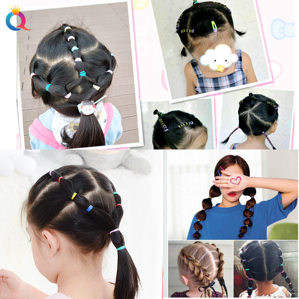 Wholesale of Qiyue Korean version candy children's bags, disposable high-elasticity rainbow small rubber band hair ties, hair ties and hair accessories Specification drawing