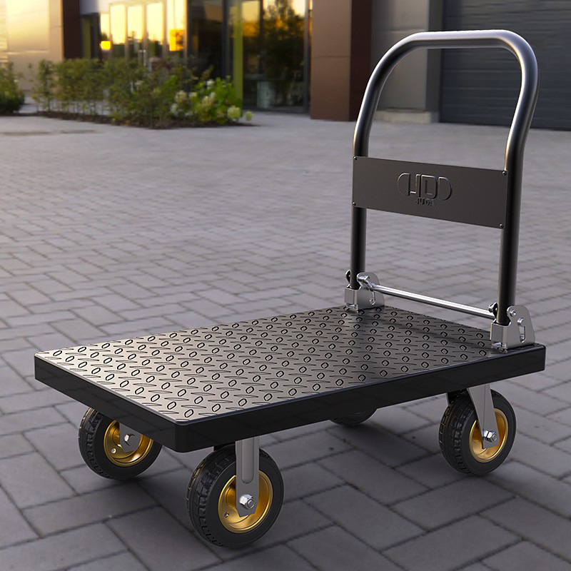 Juda small trolley, steel plate trolley, cargo handling trolley, foldable flat small trolley, portable handcart, hand trailer full figure