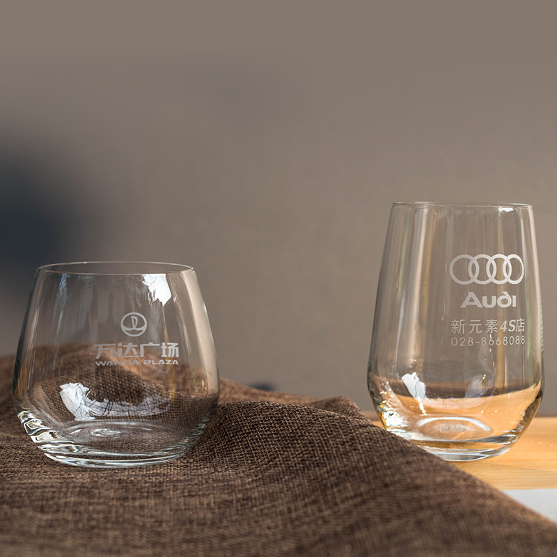 Glass water cup, embossed and engraved trademark LOGO printing processing, water transfer printing, embossed film, sandblasting and engraving Item Picture