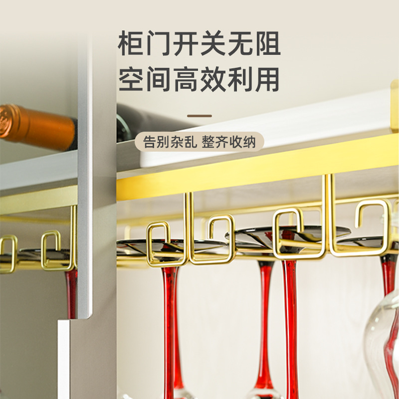 The wine glass rack can be hung upside down without drilling holes. It is a tall glass rack for storage and storage. It is a light luxury and high-end decoration item for home wine cabinets Specification drawing