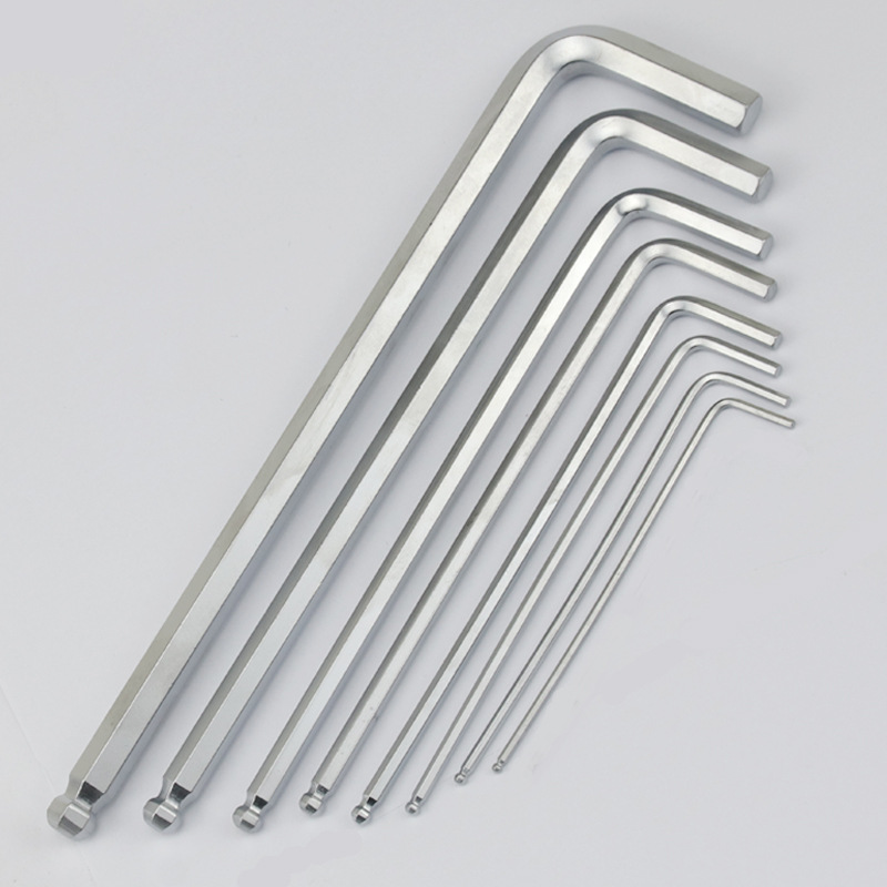 Weihao chrome-plated matte ball head hex socket wrench, extended round head, extra-long hexagonal socket wrench wholesale, single hex key Item Picture