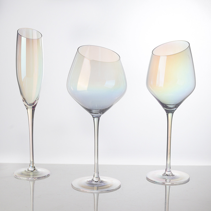 Household crystal glass Burgundy slanted red wine glass set, commercial light luxury champagne glass, high appearance level tall glass details Picture