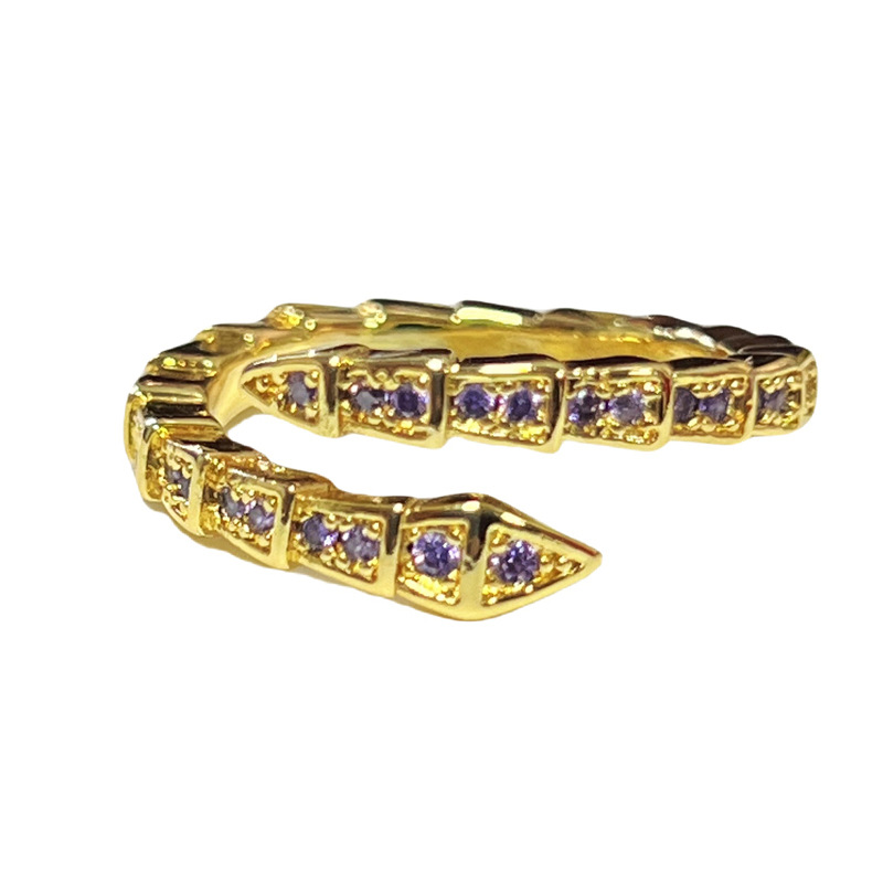 A high-end retro, niche, and sophisticated ring made of gold zircon with adjustable snake-shaped openings for the Year of the Snake Item Picture
