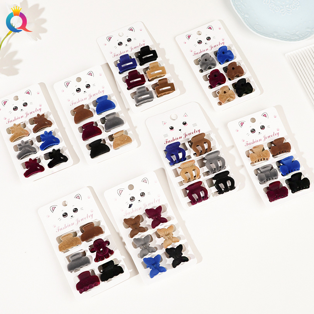 Qiyue Cross-border Black series small flocked hairpin, simple and versatile hair clip, side bangs clip, hair accessory wholesale details Picture
