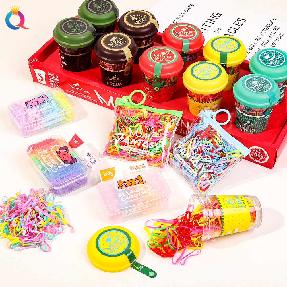 Qiyue Cross-border disposable rubber band high-elasticity hair tie, cartoon box braided hair tie, hair accessory for women wholesale full figure