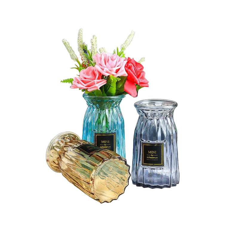 Creative European-style vases, colorful vertical edge craft glass vases, living room hydroponic vases, decorative items, dried flowers and flower arrangements Item Picture