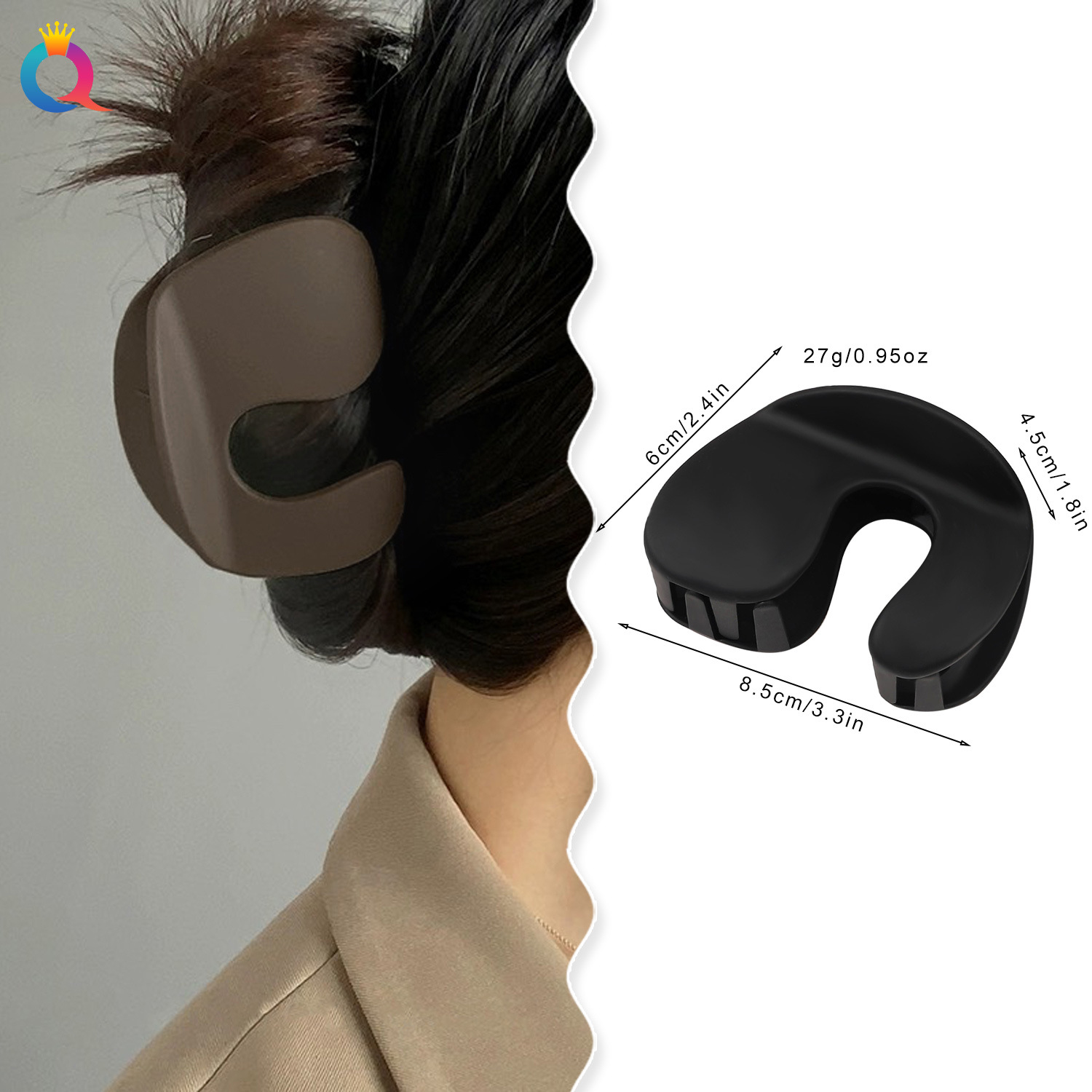 Wholesale of Qiyue Amazon's simple matte retro hair clips, back head updo hair clips, and high-end shark clip hair accessories details Picture