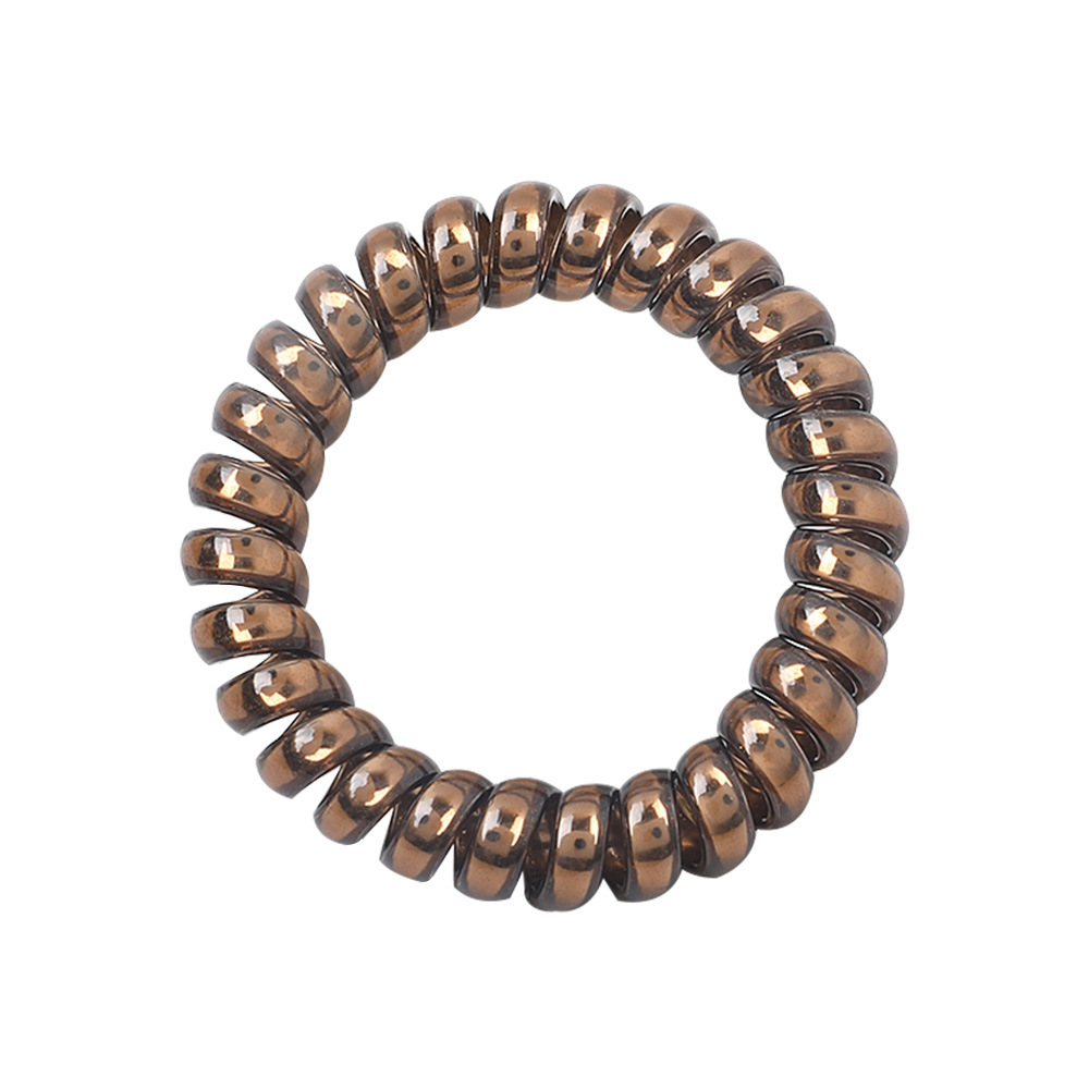 Qiyue European and American cross-border high-elastic bright silver metal telephone line hair coil, Amazon hair coil and hair rope Item Picture