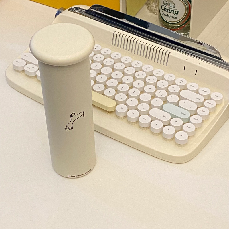 Self-made, niche, creative, cute dog-shaped lid, portable cup, 316 stainless steel insulated cup, straight cup, 300ml Item Picture