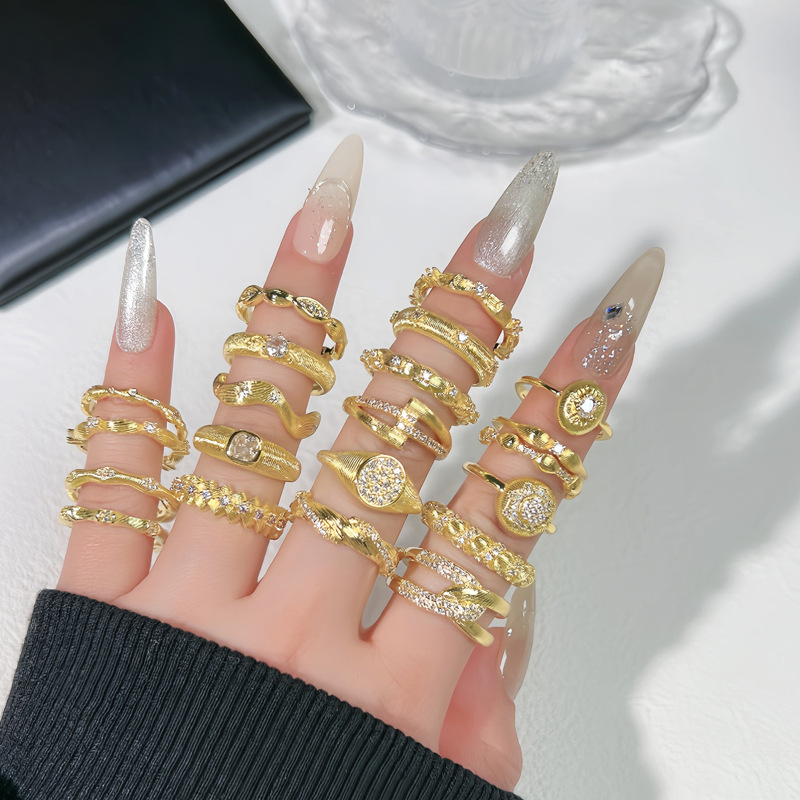 New Chinese-style retro brushed, simple and high-end open ring, elegant Chinese style, fashionable, light luxury, versatile and niche ring full figure