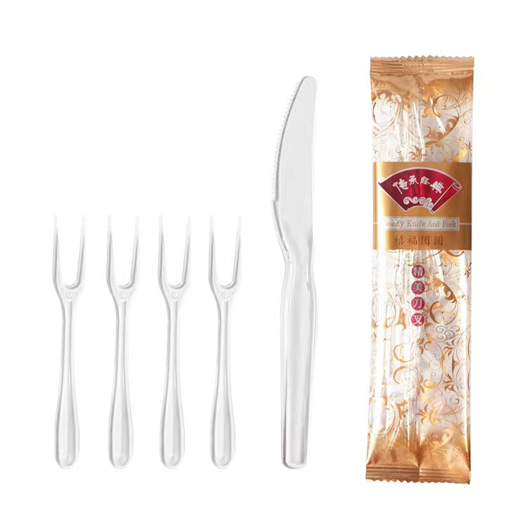 Mooncake knife and fork, one-time high-end individual packaging, thickened fruit cake fork, ice skin mooncake fork for the Mid-Autumn Festival Item Picture