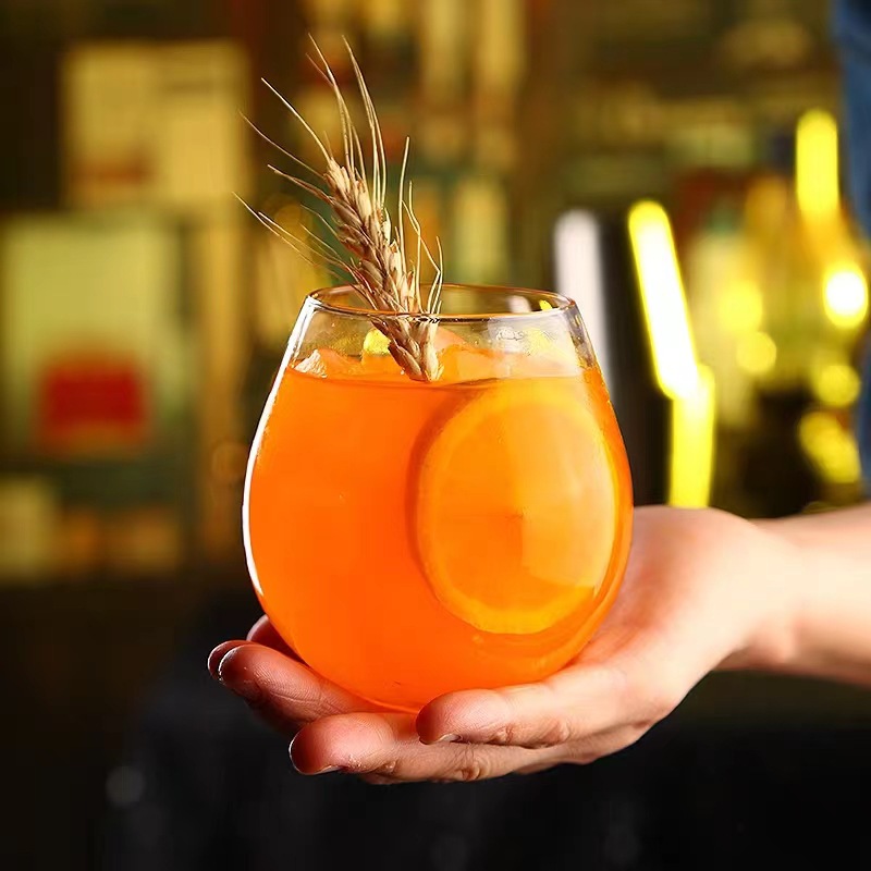 ns popular restaurant's unbreakable cocktail cup, chic drink cup, Nordic glass cup, egg-shaped glass cup details Picture