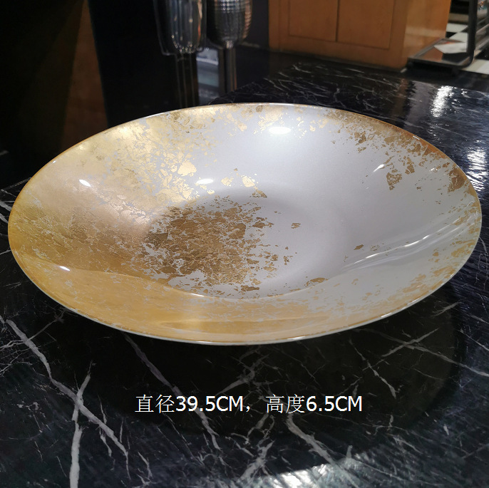 Turkish gold-rimmed glass plates, InS-style model room display plates, pasta, steak, pastry plates, Western plates Application Scenario