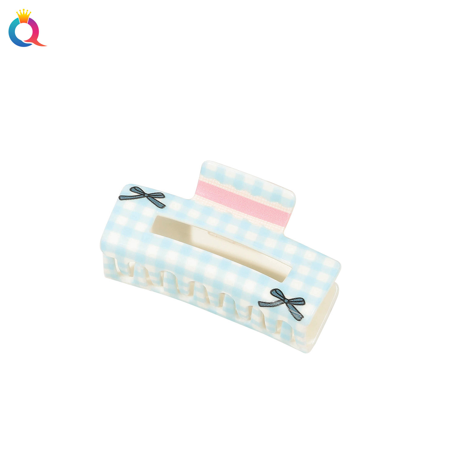 Wholesale of Qiyue acrylic cream hair clips, floral checkered heart-shaped grab clips, versatile updo and shark clip hair accessories Item Picture