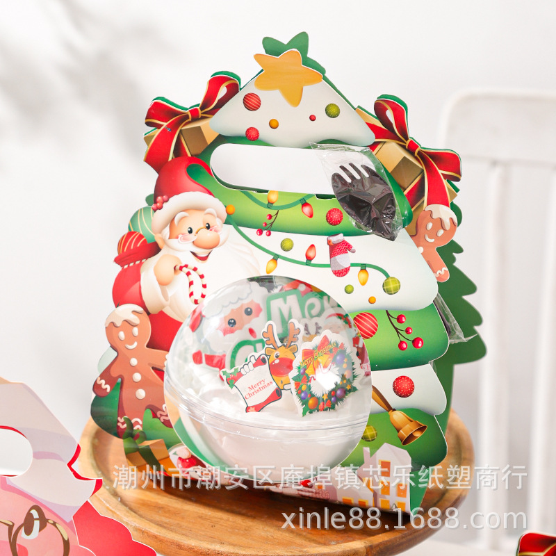 Christmas cake box, hand-held mousse ball, popular round ball, transparent snack baking packaging box, peace fruit packaging box details Picture