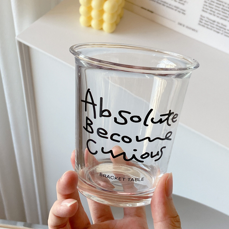 Korean-style universal ins couple cups, self-healing blue letter ABC cold brew glass cups, coffee cups, milk cups Application Scenario