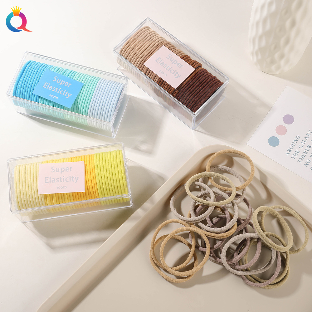 Qiyue Cross-border Korean version box set high-elasticity hair accessories, hair ties, high-end feel, no damage to hair, rubber bands, hair ties, hair bands wholesale details Picture