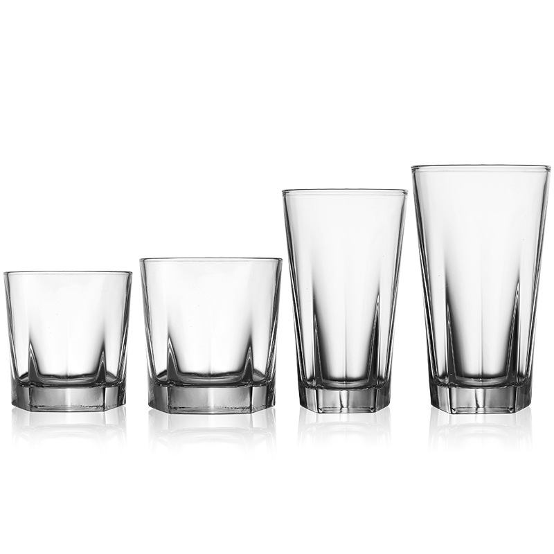 Lizun thick-bottomed water cups, five-pointed cups, transparent glass beer mugs, juice drink cups, restaurant, bar and KTV foreign wine glasses Item Picture