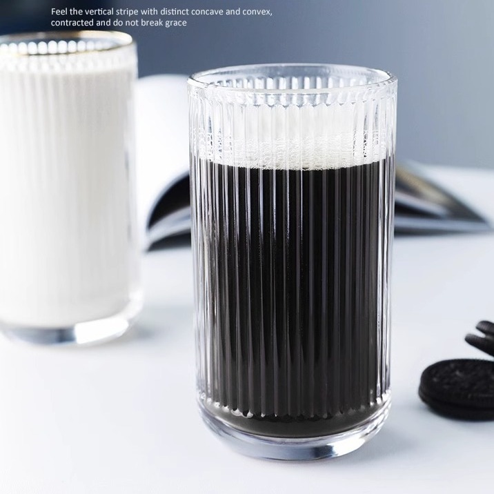 Vertical patterned glass cups, high appearance level water cups, beer mugs, restaurant tea cups, household beverage coffee cups, mouthwash wholesale full figure