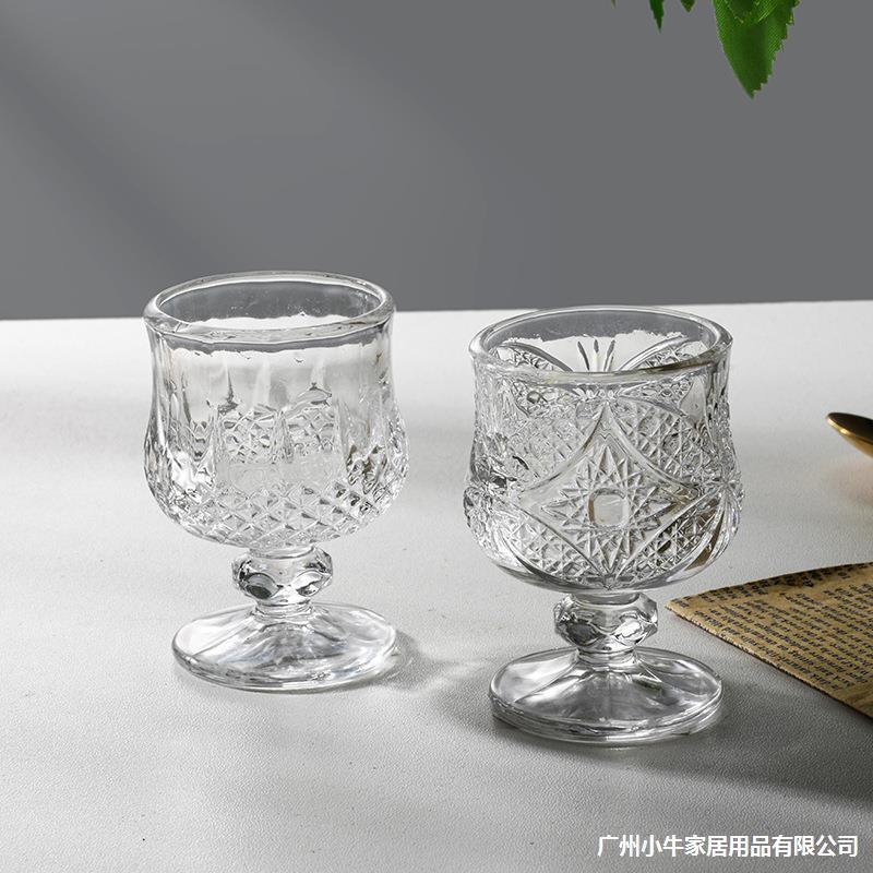 Cross-border European-style household diamond highball glass sweet wine red wine glass 50ml thickened Cognac foreign wine glass Champagne fruit wine glass Specification drawing