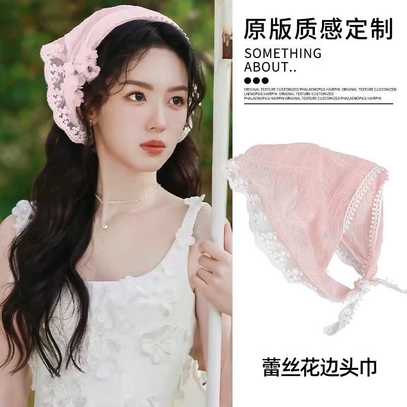 New summer country headscarf, ins high-end double-sided triangular neckerchief and headband Specification drawing