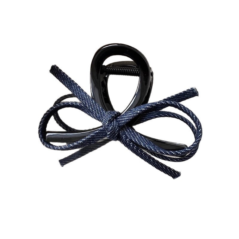 Korean ins simple denim bow clip women's 2025 new Dongdaemun high-end shark clip hair clip Item Picture