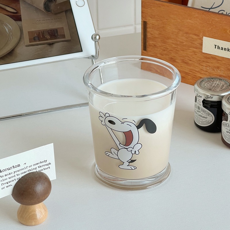 Simple cartoon glass cups, ins feng shui cups, household drinking cups, cold brew coffee cups, girls' glass cups details Picture