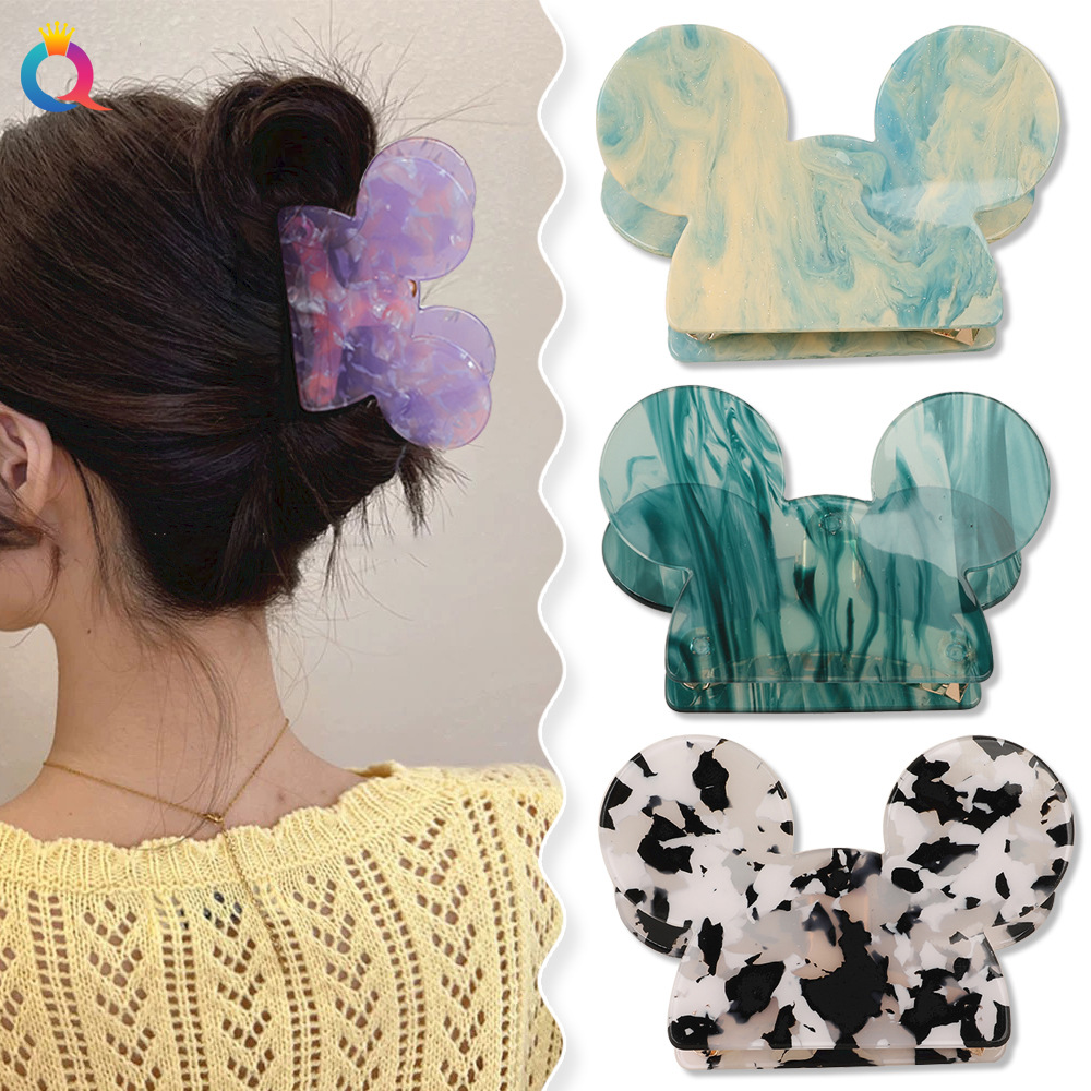 Qiyue Cross-border Acrylic Cartoon Mickey Hair clips, fashionable back head updo hair clips, shark clips, hair accessories wholesale details Picture