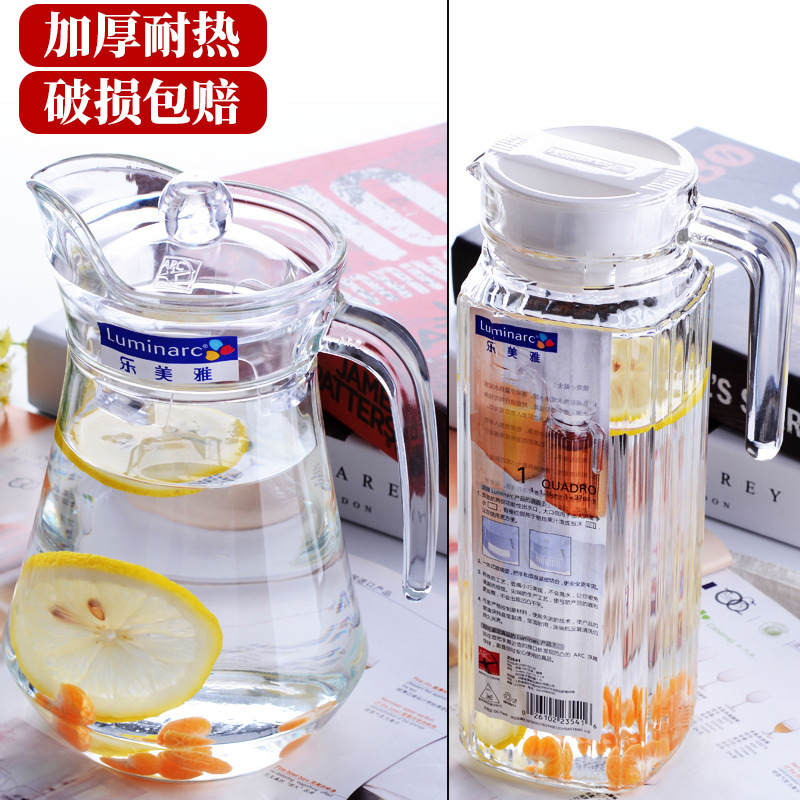 Glass cold water kettle, summer household high-temperature resistant tea kettle, cold water kettle, water cup, thickened duckbill kettle, tie kettle full figure
