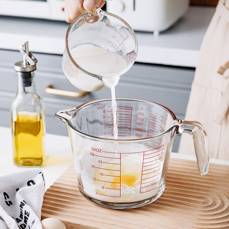 Bolimei measuring cup with scale, large-capacity thickened glass cup, home baking glass water cup, baking full figure