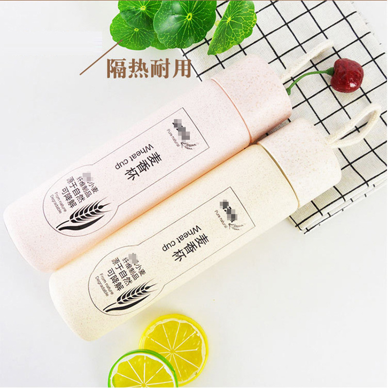 Wholesale of creative wheat straw glass wheat fragrance cups, genuine household logo printed straight cups, and glass water cups Application Scenario
