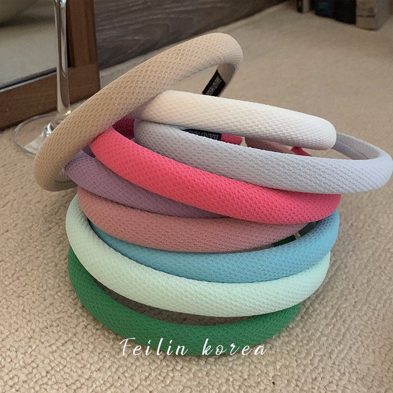 Korean 2025 sponge hairband women's new high-end vacation style minmin letter hairband checkered headband Specification drawing