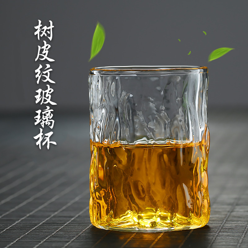 Tree-patterned glass single-layer cups for home whisky and beer, high borosilicate glass juice and coffee, single-layer cups Specification drawing