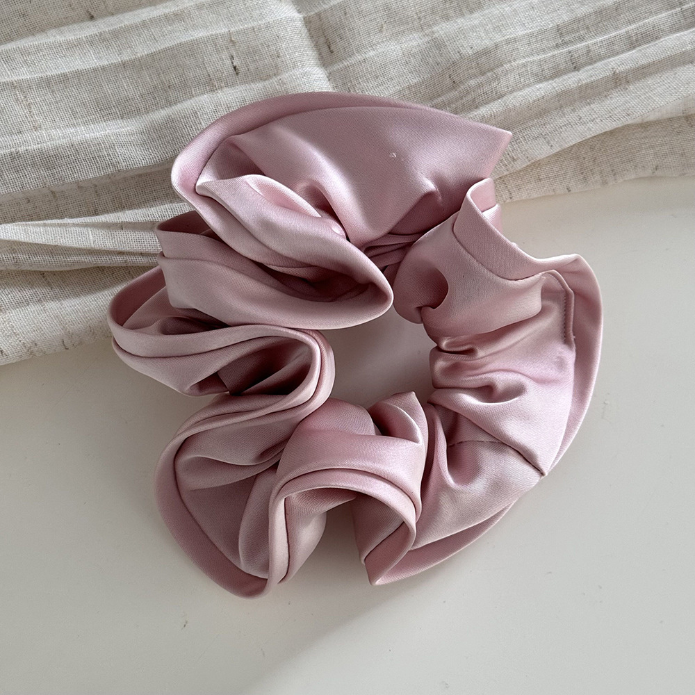 French high-end style large intestine hair tie, bright black fungus edge flower bud, ponytail large intestine hair tie, elegant hair band headwear details Picture