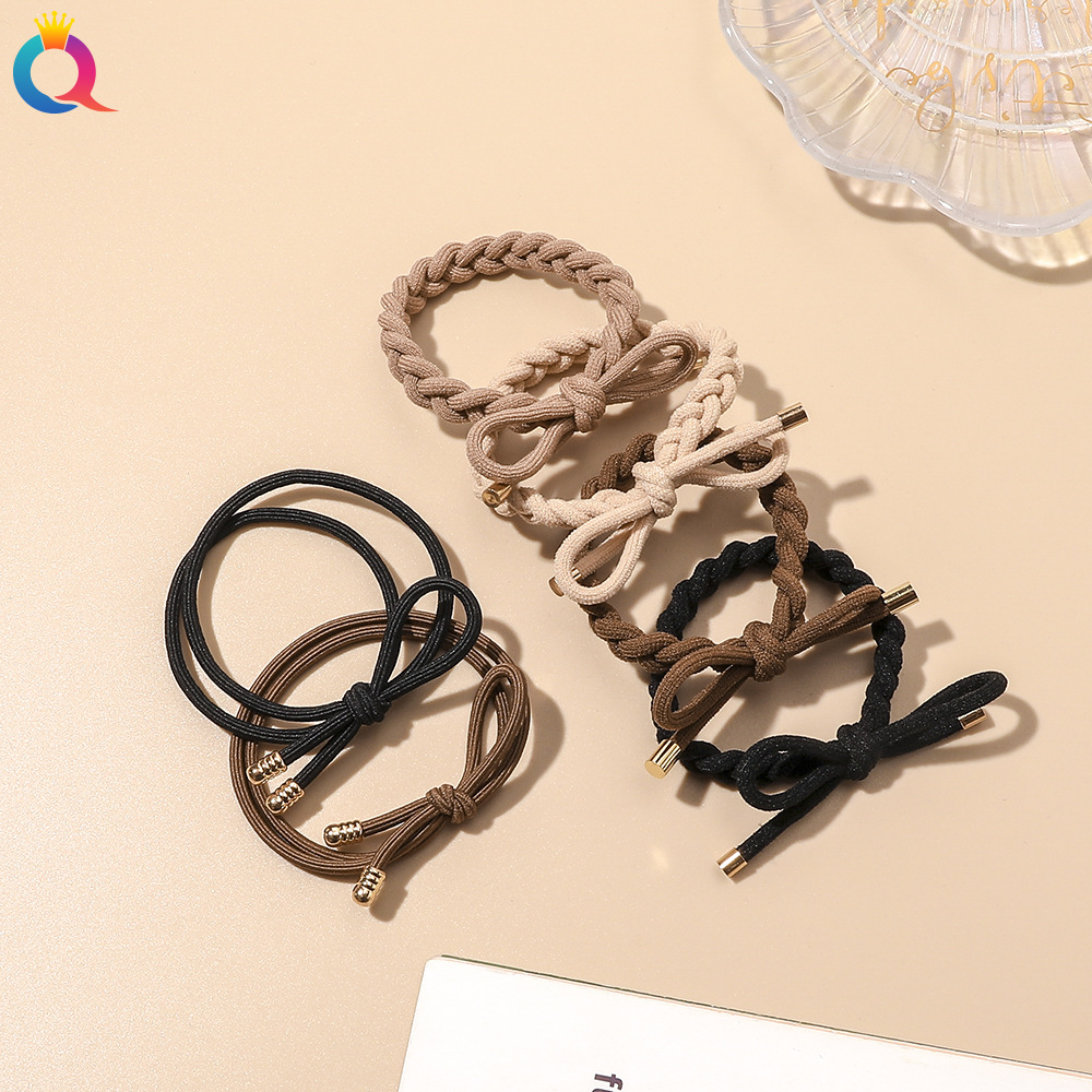 Qiyue Korean version simple and versatile hair band, high-elasticity braided hair rope, double-layer hair tie rubber band, hair tie and hair accessory full figure