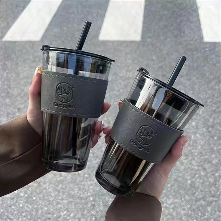 High appearance level straw cup, office glass water cup, InS-style opening ceremony event gift cup, souvenir cup Application Scenario