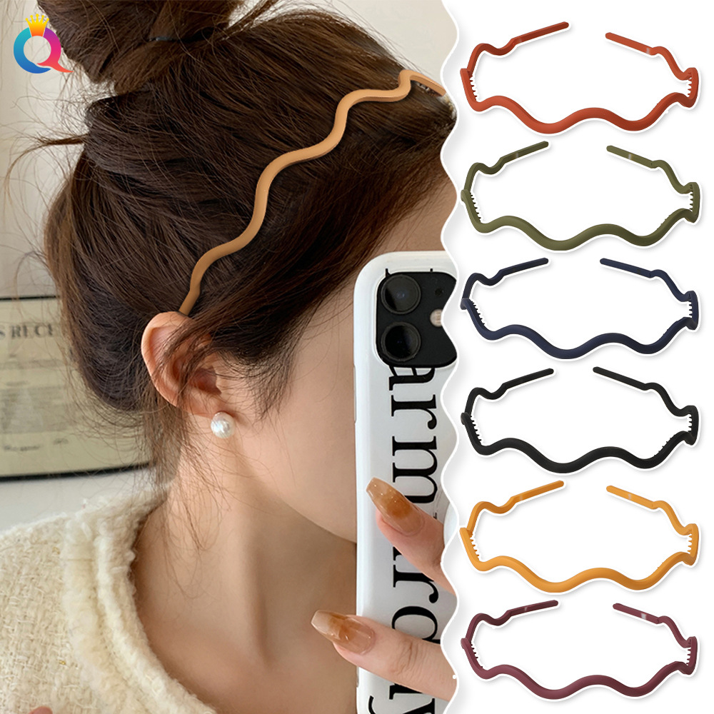 Qiyue Korean-style matte hair band, simple and elegant headband, anti-slip with teeth, wavy, versatile, solid color hair tie and hair accessory Specification drawing