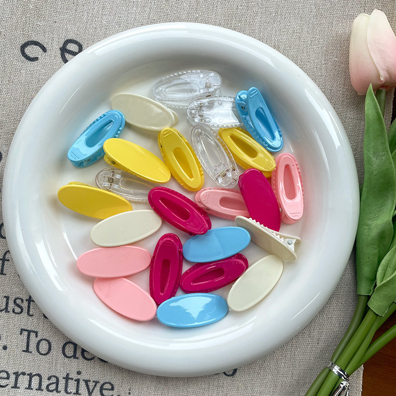 Shiny oval hair clips, candy-colored duckbill clips, diy cream glue hair clips, creative handcrafted baby hair clips wholesale details Picture