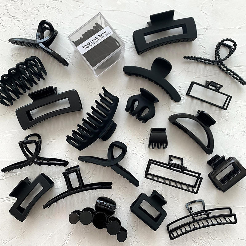 Korean bright black hair clips, large hair volume, back head hair clips, high-end and simple shark clips wholesale details Picture