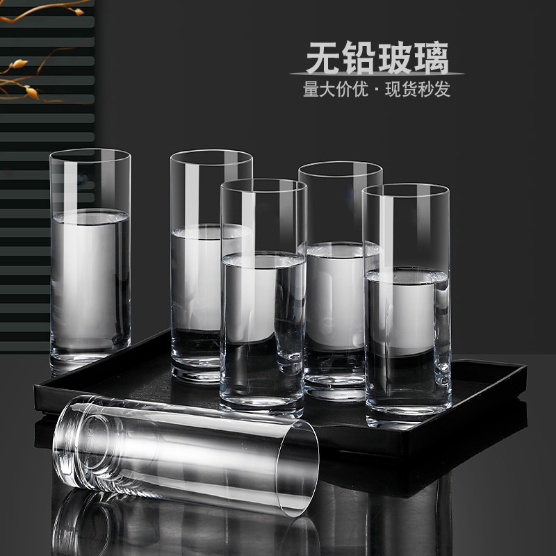 Wholesale of straight glass cups, water cups, beverage juice cups, milk cups, green tea cups and straight cup sets for restaurants details Picture